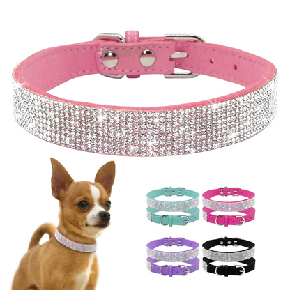 Comfortable Fiber Crystal Dog Collar Glitter Rhinestone Bright Beautiful