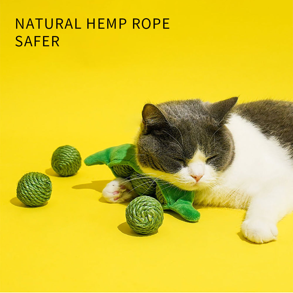 3 PCS Cat Toy Balls Interactive Pet Play Balls Sisal Rope