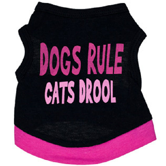 Pet Supplies Dog Clothing Cotton Black Printed Pink Letter Vest