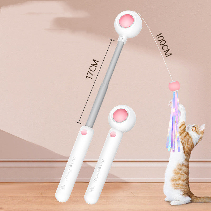 NEW 2-in-1 Retractable Cat Wand Toys Gravity Pet Laser