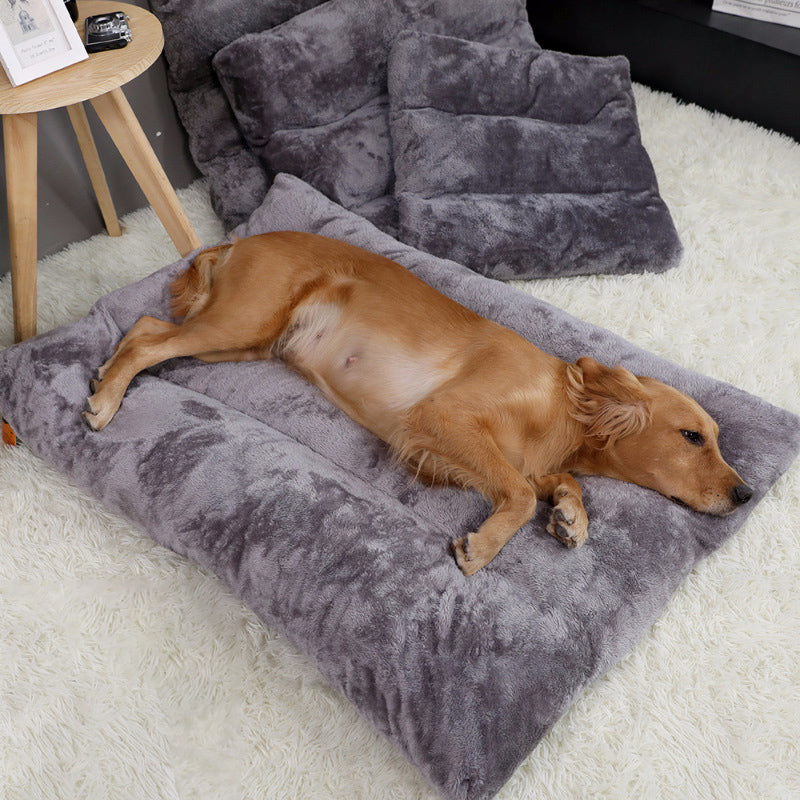 Long Warm Plush Dog Bed Quilted Base 4 sizes