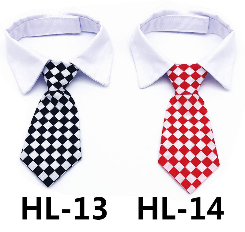 Pet Tie Print Cat And Dog Accessories Solid Color Striped Check Tie