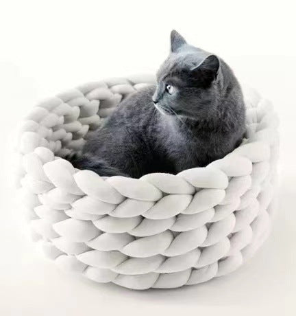Cat House Cushion Soft Long Plush Warm Pet Mat Cute Kennel