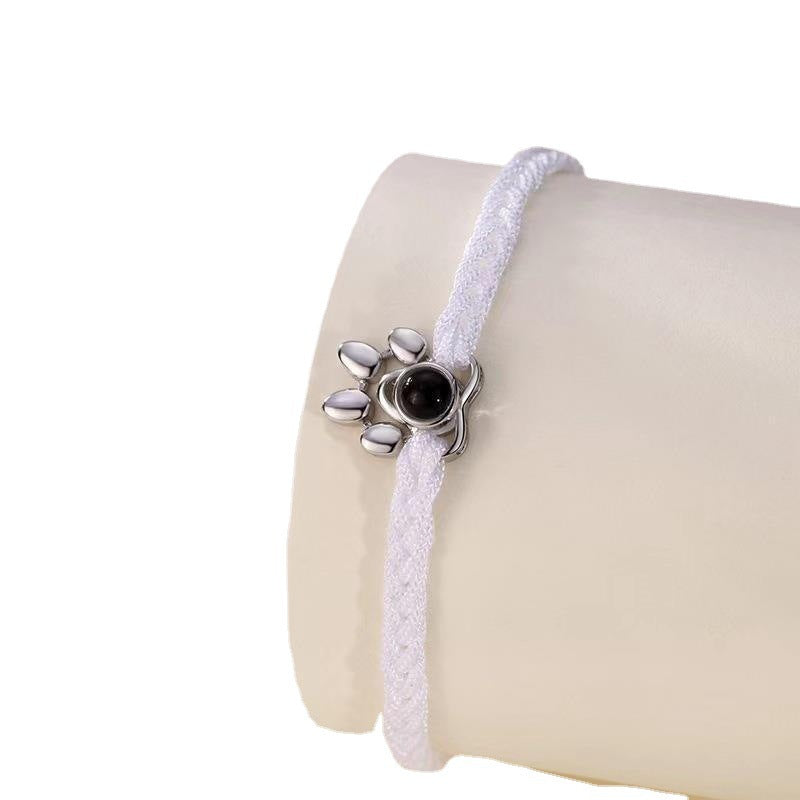 Beaded Personalized Photo Projection Bracelet Custom Photo Dog Paw