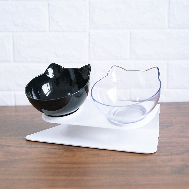Non Slip Double Cat Bowl With Raised Stand Pet Food Cat Feeder
