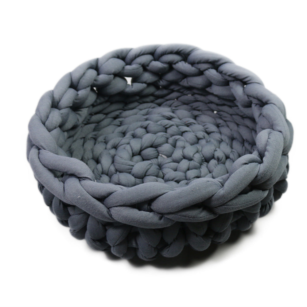 Coarse Wool Hand-woven Pet Nest Washable Solid Color