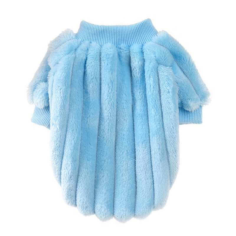Vertical One-sided Plush Sweater Pet Clothes Dog Clothing Cat Small Dog Cat