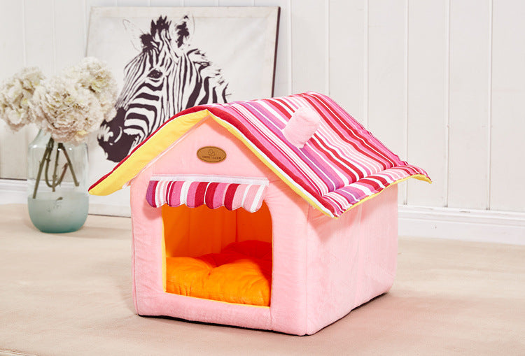 New Fashion Striped Removable Cover Mat Dog House Dog Beds