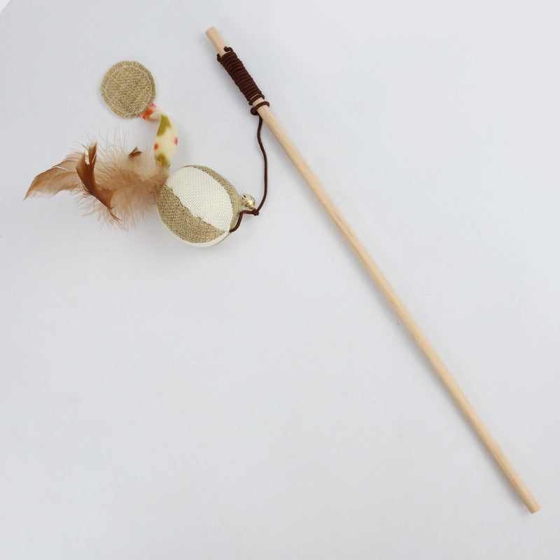 Pet Extension Feather Bells Tease Cat Pole Toys