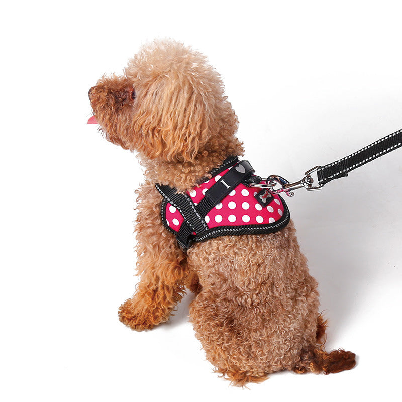 Reflective seat belt slogan dog chest back cover traction rope