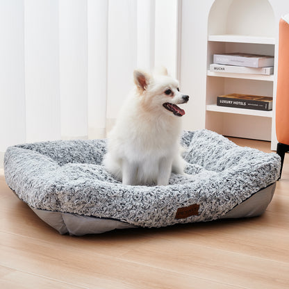 Swirl Rose Velvet Dog Beds For Small Medium Dogs Removable Cushion