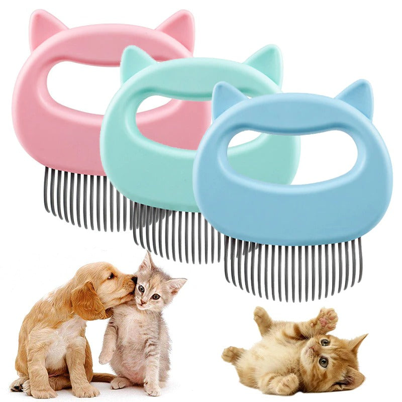 3 Colors Pet Cat Dog Massage Brush Shell Shaped Handle