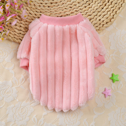 Vertical One-sided Plush Sweater Pet Clothes Dog Clothing Cat Small Dog Cat