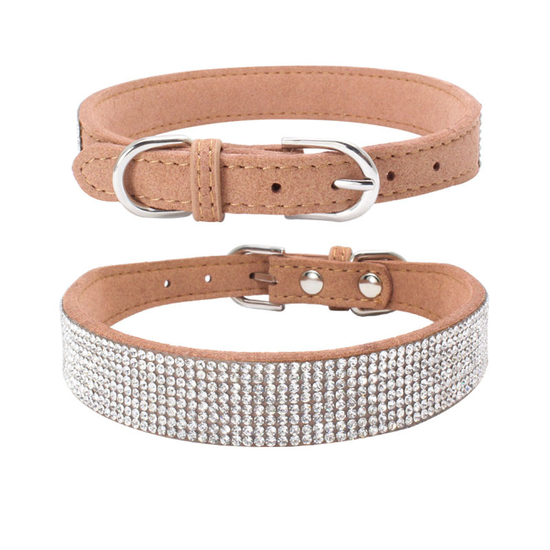 Comfortable Fiber Crystal Dog Collar Glitter Rhinestone Bright Beautiful