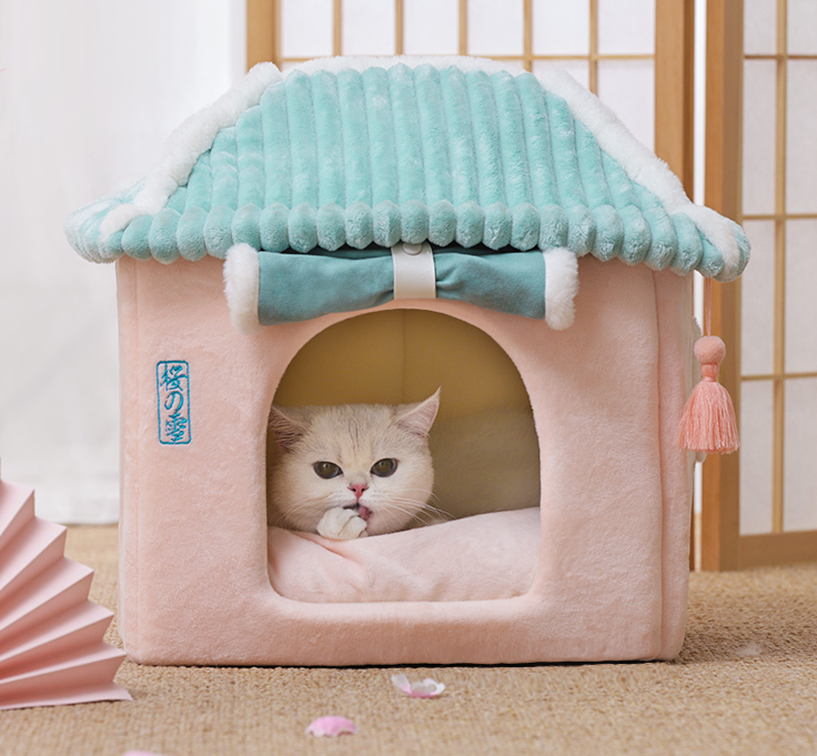 Cat House Removable And Washable Cat Bed Pet Supplies Enclosed Cat House Villa