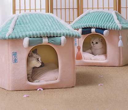 Cat House Removable And Washable Cat Bed Pet Supplies Enclosed Cat House Villa