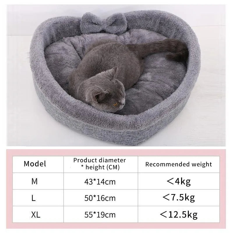 Heart-shaped Pet Bed Velvet Soft Sleeping Beds