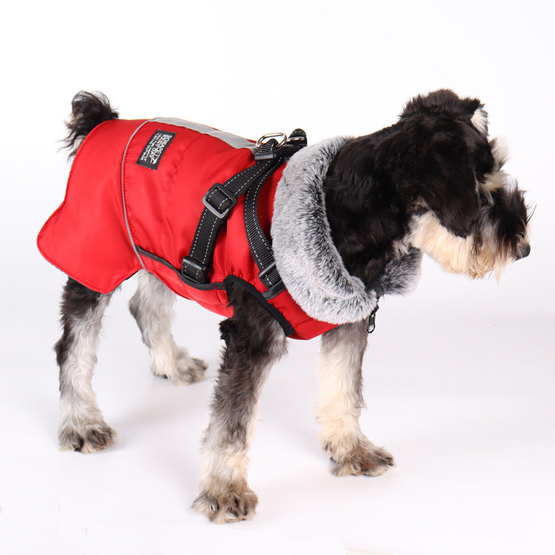 Pet Warm Fur Collar Cotton-padded Jacket Waterproof