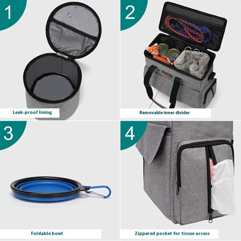Dog Travel Bag Kit Pet Bag Out Travel Convenient Large-capacity Backpack Outdoor