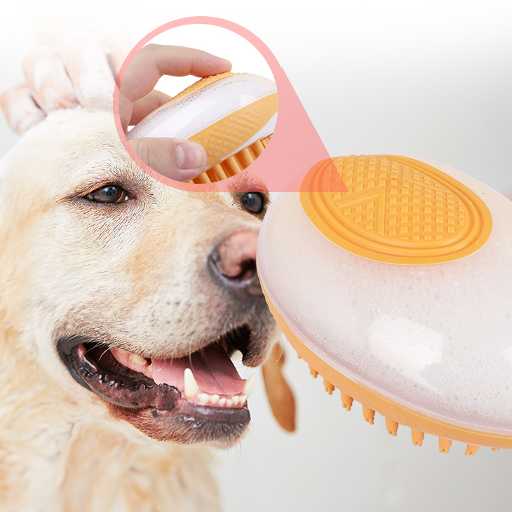 Dog Cat Bath Brush 2-in-1 Pet SPA Massage Comb Soft Silicone