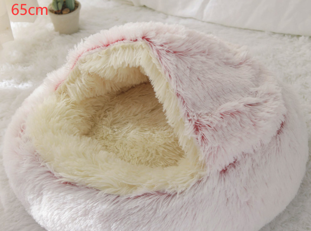 2 In 1 Dog And Cat Bed Pet Winter Bed Round Plush Warm Bed