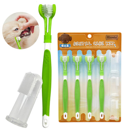 Pet Silicone Finger Toothbrush Dog Three-head Toothbrush