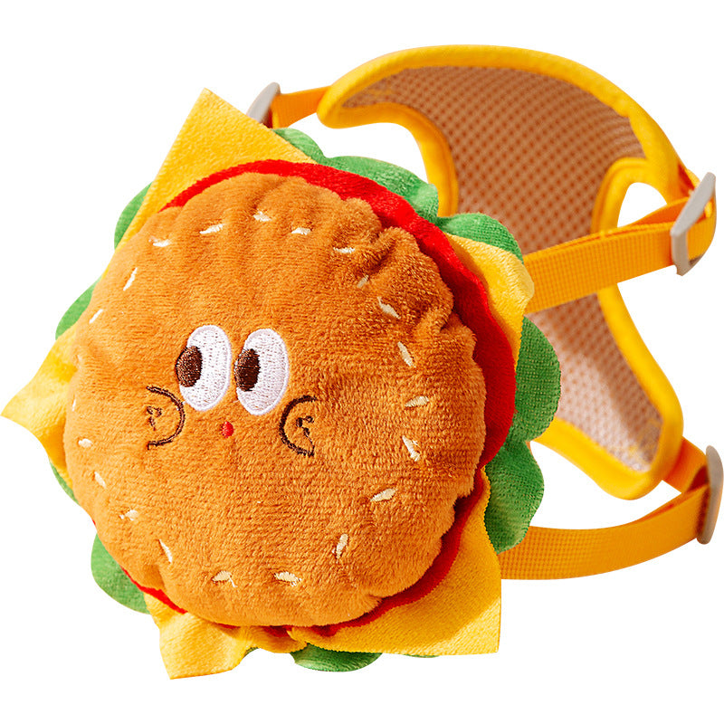 Pet Cute Burger Fries Backpack Hand Holding Rope