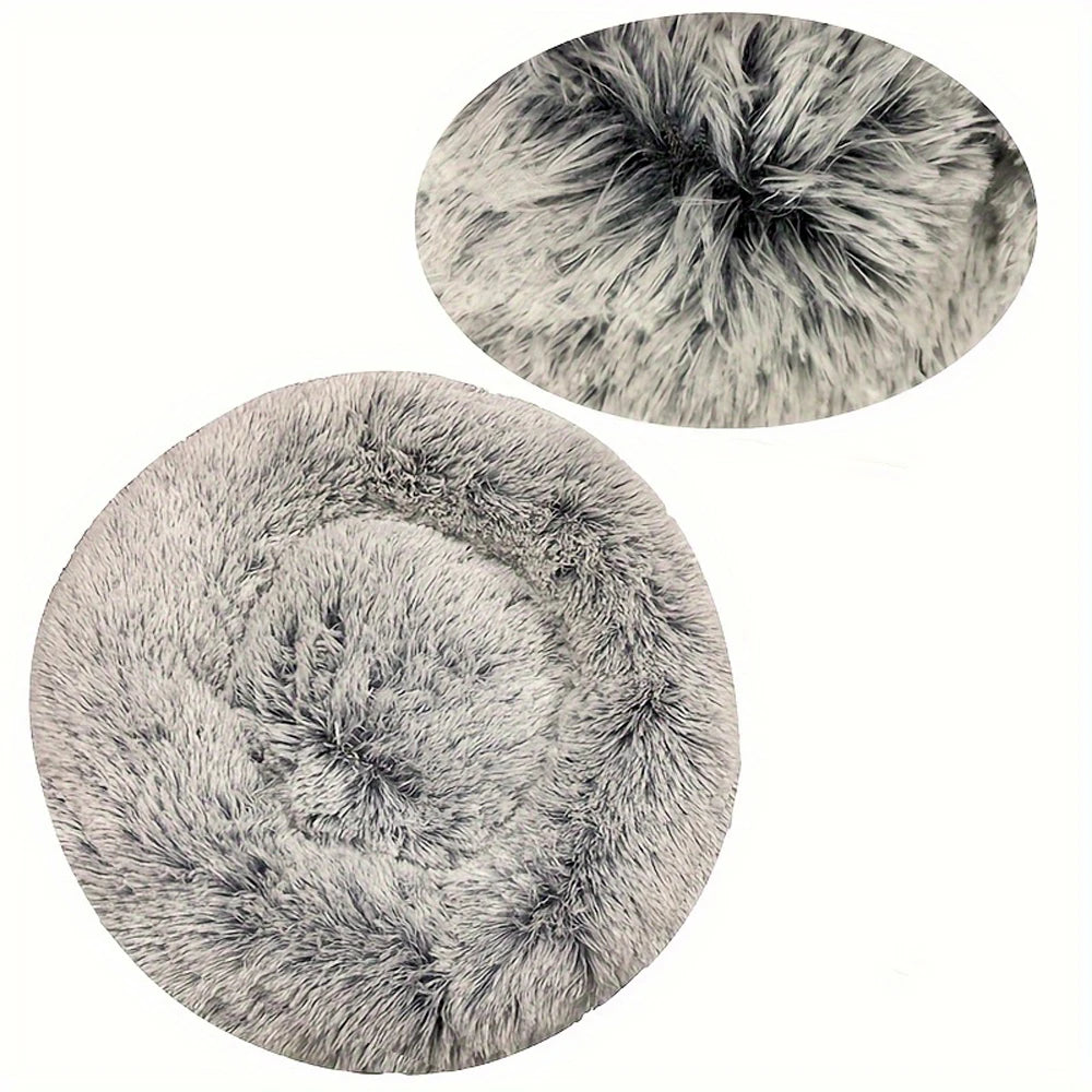 Round Dog Bed Winter Warm Cat Bed Plush Basket for Dog