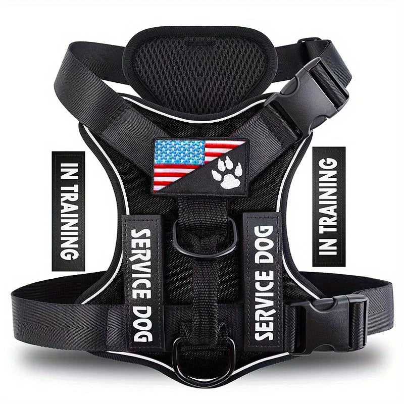 Reflective Dog Harness Vest Adjustable Soft Oxford Inner Mesh