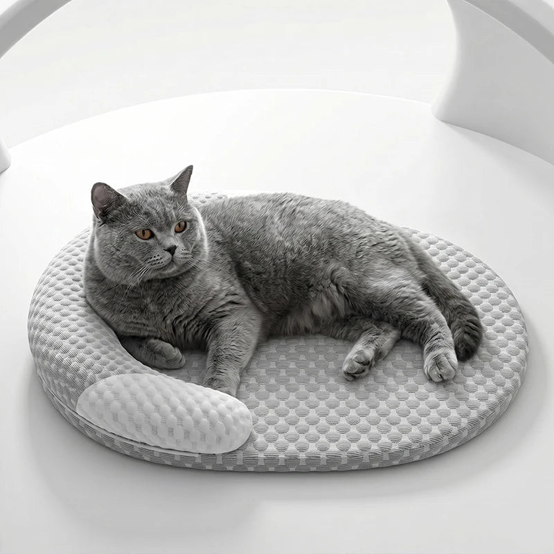 Summer Ice Silk Cooling Dog Bed Oval Breathable Heat Dissipation