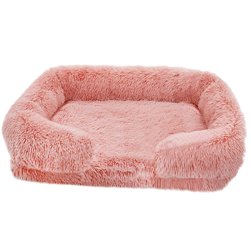 Plush Square Large Dog Bed for All Seasons, Comfortable and Soft Cat Sofa