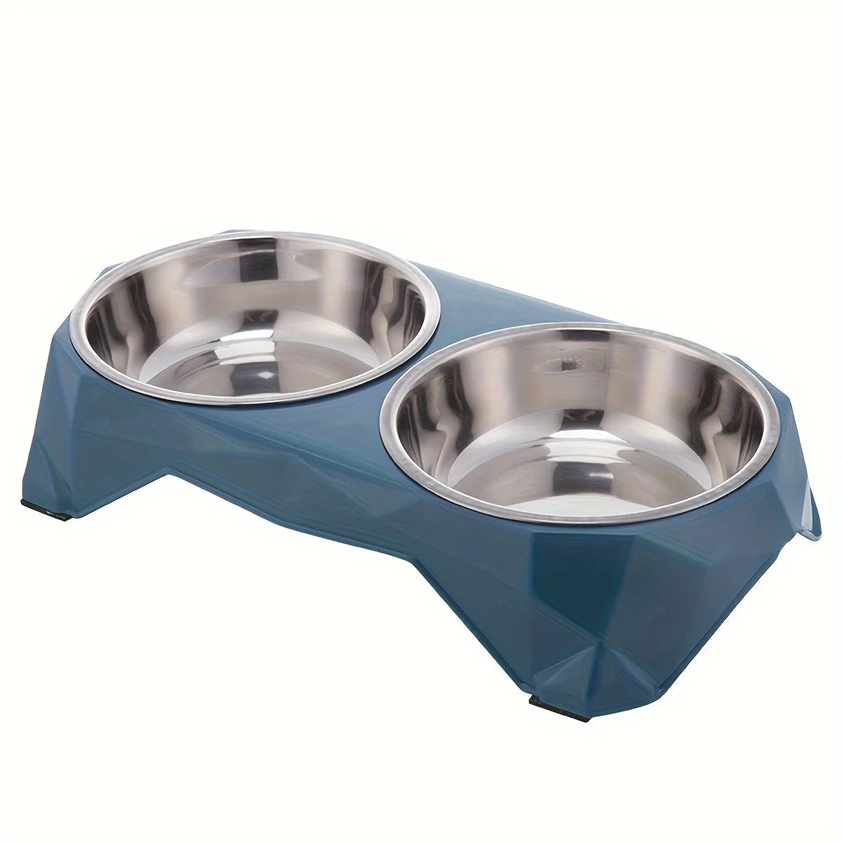 Stainless Steel Pet Double Bowl Upgraded Diamon Pattern