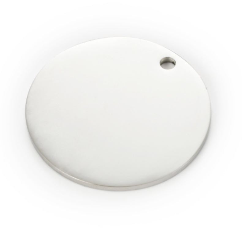Stainless Steel Mirror Polished Disc Round Dog Tag Charm Pendant