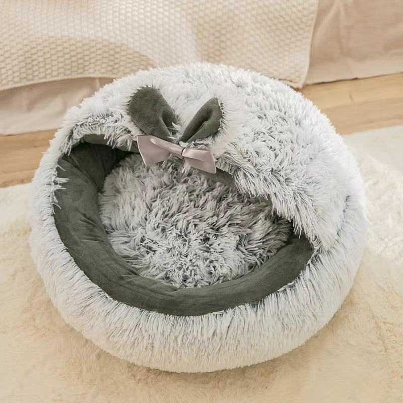 Winter New Long Plush Pet Cat Bed Round Cat Cushion
