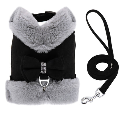 Dog Traction Walking Rope And Velvet Vest-style Chest Strap