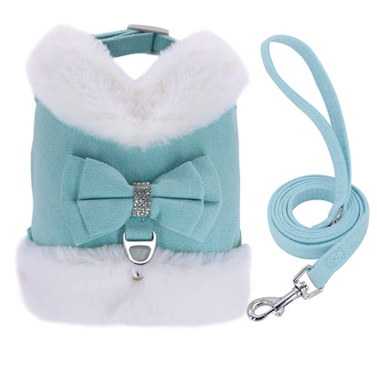 Dog Traction Walking Rope And Velvet Vest-style Chest Strap