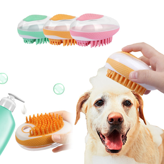 Dog Cat Bath Brush 2-in-1 Pet SPA Massage Comb Soft Silicone