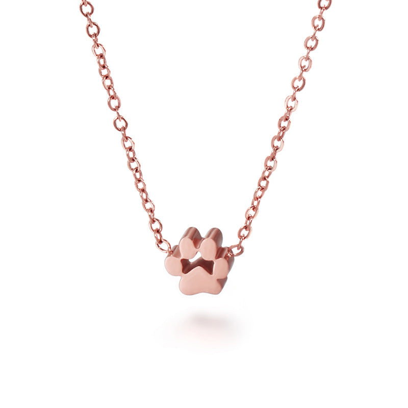 Cute Dog Paw Stainless Steel Necklace Earrings For Women