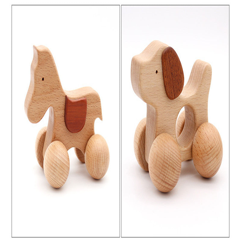 Baby Dog Shape Ecofriendly Wooden Car Infant Cartoon Craft