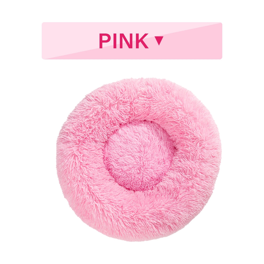 Fluffy Donut Dog Bed Warm Soft Long Plush Pet Cushion Dog Bed