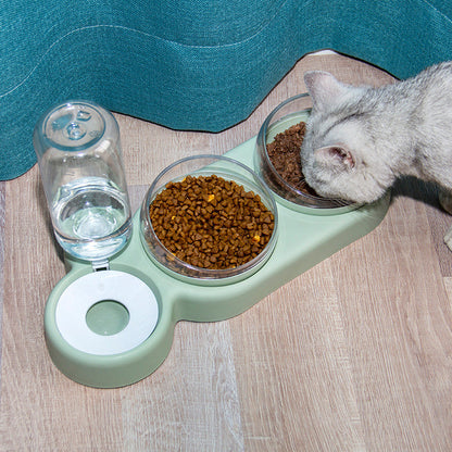 Pet Cat Bowl Automatic Feeder Dog Cat Food Bowl With Water Fountain