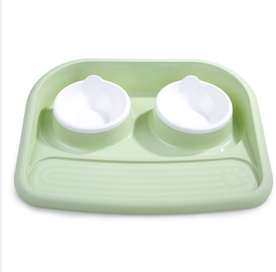 Environmental Pet Bowl Plastic Anti-skid Double Bowl Anti-knocking