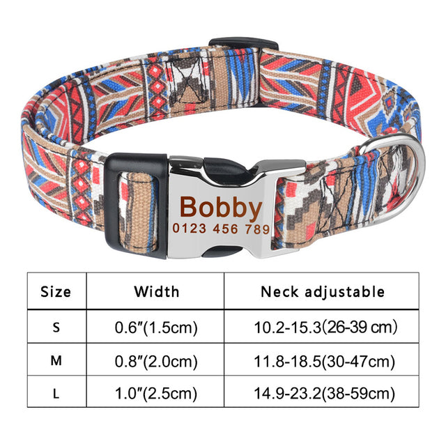 Adjustable Nylon Plaid Unisex Dog Collar Personalized