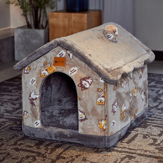 Best Dogs Cats House Kennel Bed Winter Warm Mat Cave Removable Cover
