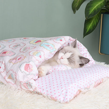 Best Cat Dog Sleeping Bag Deep Winter Removable Bed Nest Cushion with pillow