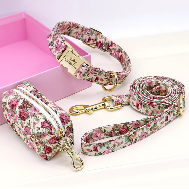 Personalized Custom Dog Collar Leash Set