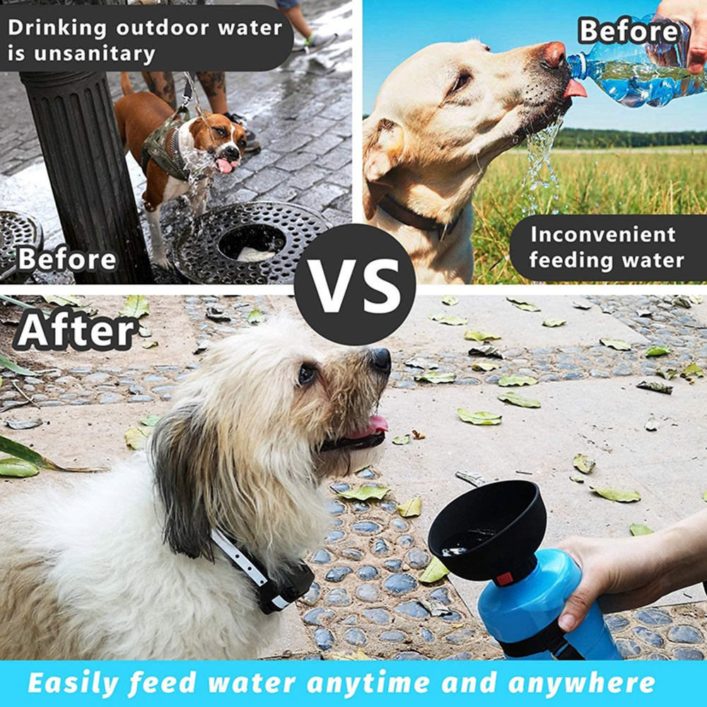 Best Foldable 2 in 1 Design Dog Water Bottle for Outdoor Travel Drinking