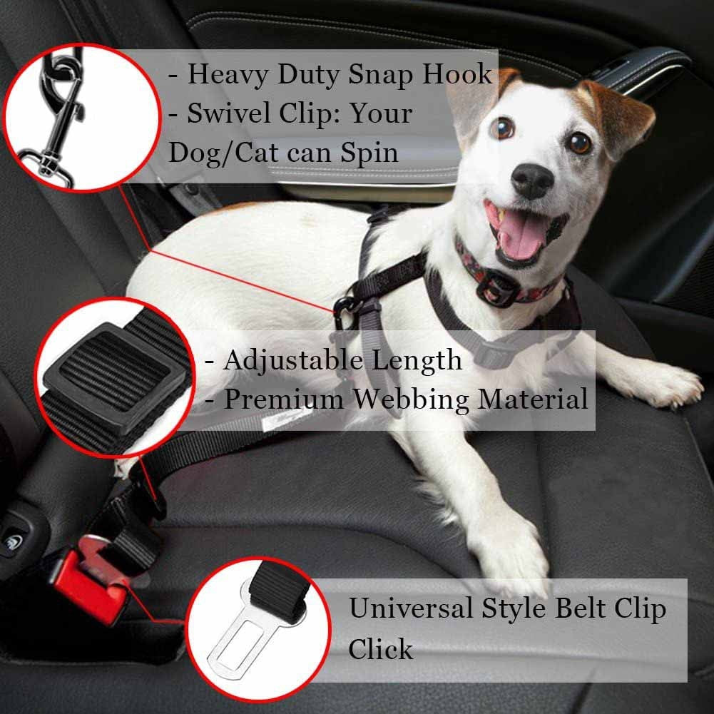 Best Car Seat Belt Dog Adjustable Harness Lead Leash Travel Clip Leash