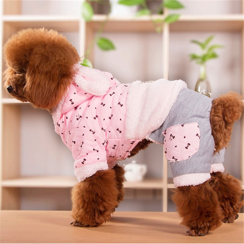 Thicken Warm Dog Clothing Winter Pet Clothes Jumpsuit
