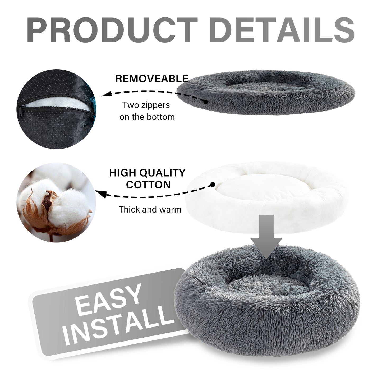 Donut Mand Dog Accessories For Large Dogs Cat's House Plush Pet Bed